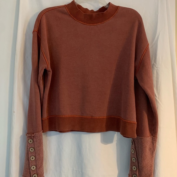 Free People 'Look Ahead' sweatshirt with fleece buttoned cuffs - Picture 1 of 9